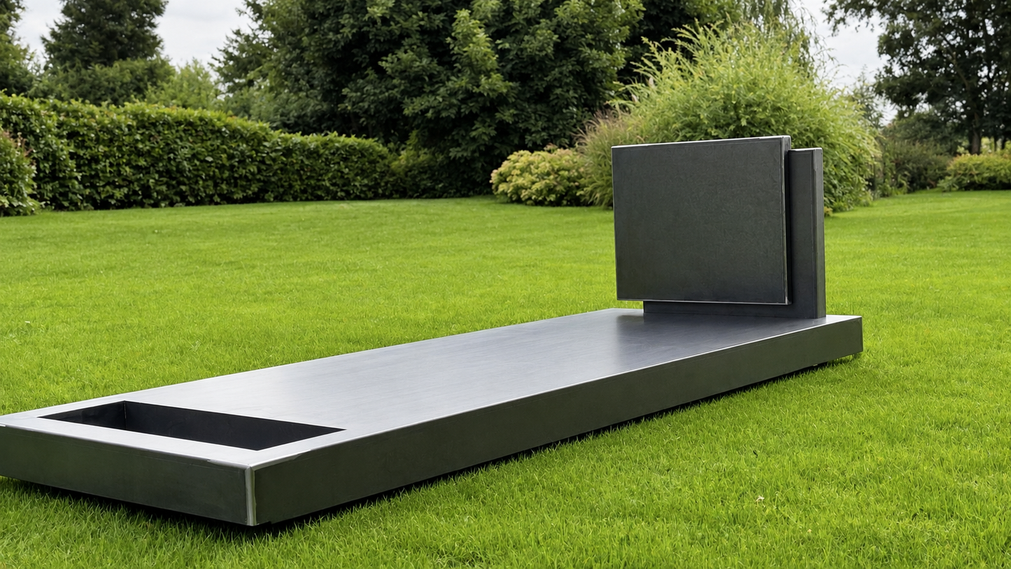 Éternité Corten® – Monument funéraire contemporain avec jardinière intégrée