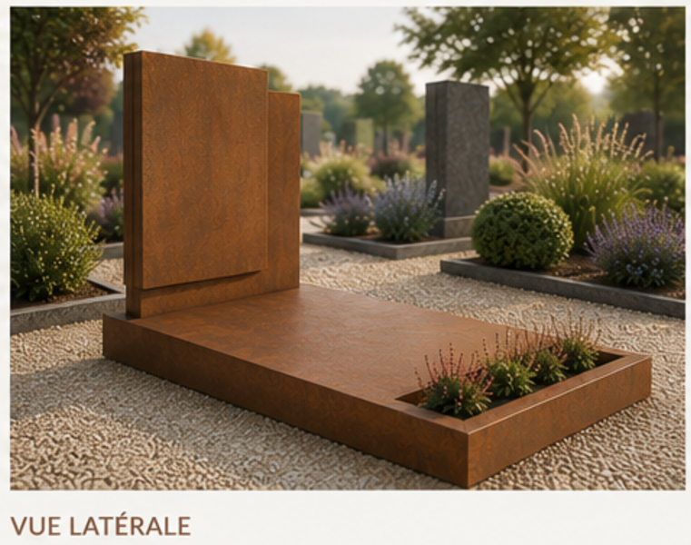 Éternité Corten® – Monument funéraire contemporain avec jardinière intégrée