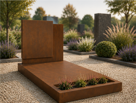 Éternité Corten® – Monument funéraire contemporain avec jardinière intégrée