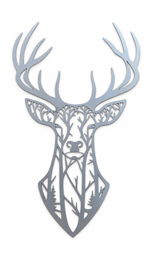 Grand cerf mural décoratif en acier Corten 3 mm, 120 x 80 cm, fabriqué à Awans